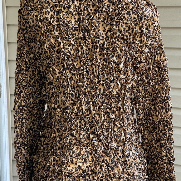 MSK Gold Black CHEETAH PRINT Soft STRETCH PUCKER JACKET SEQUINS - Picture 2 of 9